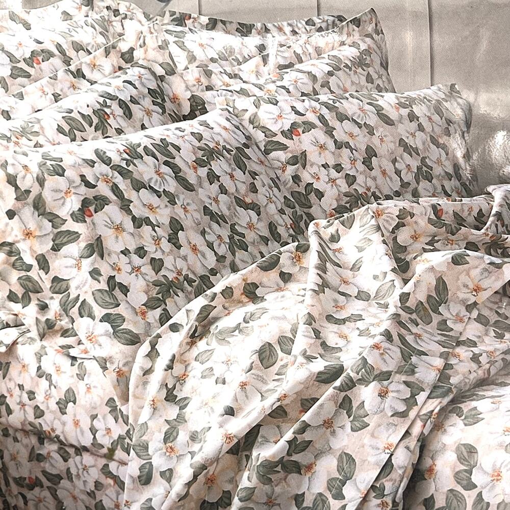Classics by Eileen West 100% cotton flannel sheets with a floral Magnolia print
